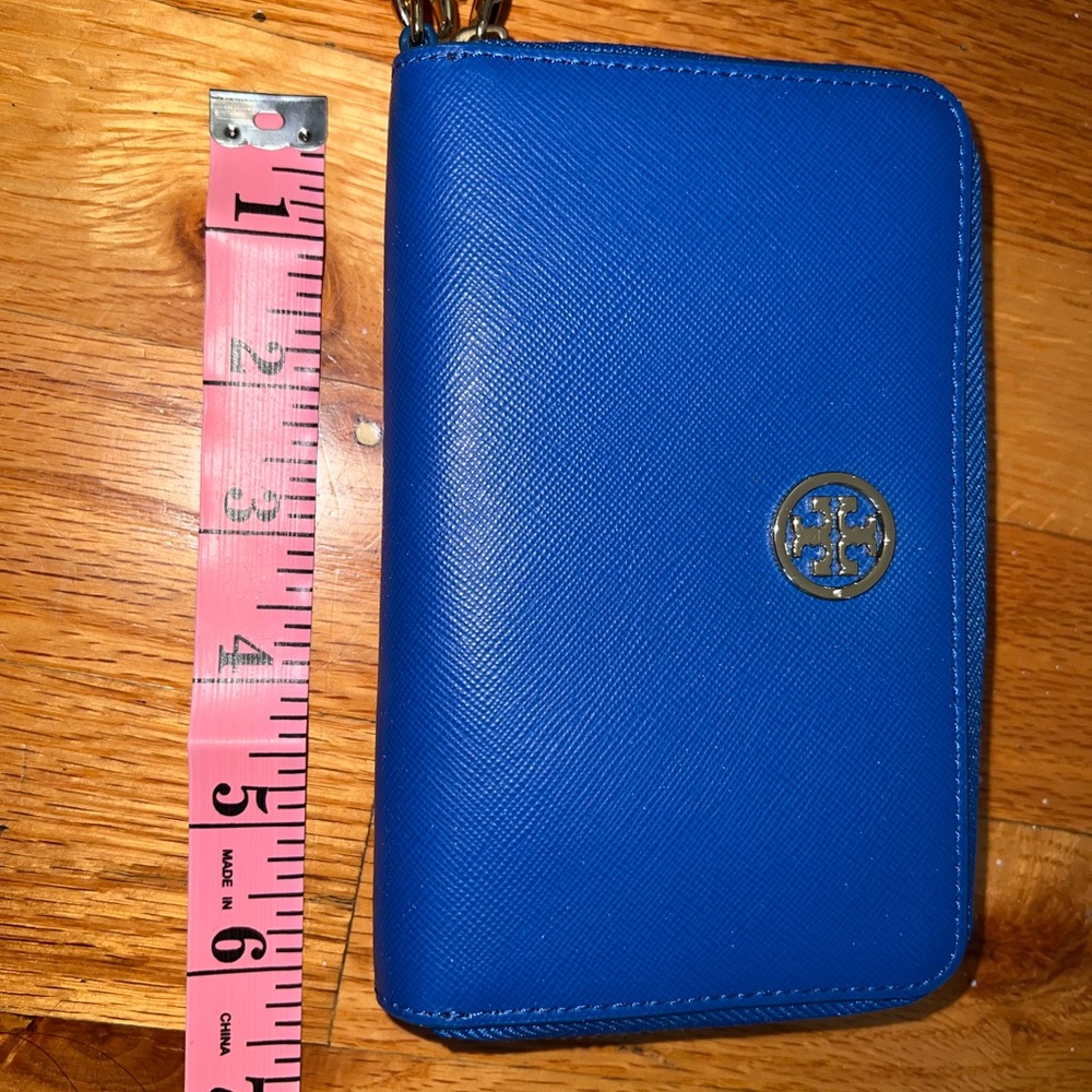 Blue Tory Burch wristlet